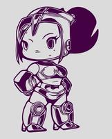 robot femenino, conjunto de iconos de inteligencia artificial, estilo anime vector