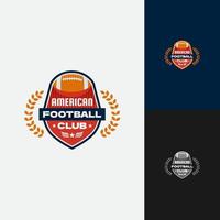 logo emblema fútbol americano con gran pelota y trigo como alas rojo naranja vector