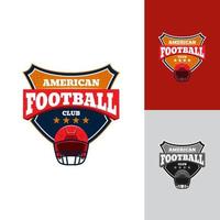 emblema del logotipo casco de fútbol americano con estilo valiente con fuente curva roja vector