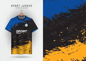 maqueta de fondo para carreras de fútbol de jersey deportivo, patrón de pincel negro azul y fondo amarillo. vector