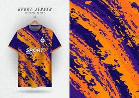 maqueta de fondo para carreras de carreras de fútbol de jersey deportivo, grunge de flanco naranja y púrpura vector