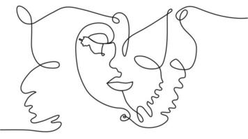 abstract face with butterfly one line drawing. Portret minimalistic style vector