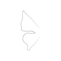 Flying bird continuous line drawing element isolated on white background for logo or decorative element. vector