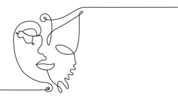 abstract face with butterfly one line drawing. Portret minimalistic style vector