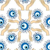 Evil eye seamless pattern. Magic, witchcraft, occult symbol, line art collection. Hamsa eye, magical eye, decor element. vector