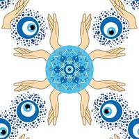 Evil eye seamless pattern. Magic, witchcraft, occult symbol, line art collection. Hamsa eye, magical eye, decor element. vector