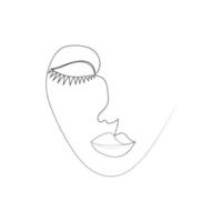 línea continua, dibujo de rostros y peinados, concepto de moda, minimalista de belleza femenina, ilustración vector