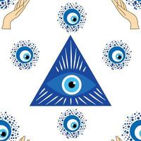 Evil eye seamless pattern. Magic, witchcraft, occult symbol, line art collection. Hamsa eye, magical eye, decor element. vector