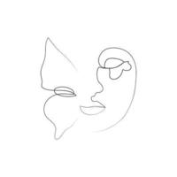 abstract face with butterfly one line drawing. Portret minimalistic style vector