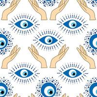 Evil eye seamless pattern. Magic, witchcraft, occult symbol, line art collection. Hamsa eye, magical eye, decor element. vector