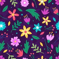 Flat Colorful Floral Seamless Pattern vector