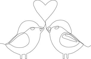 continuous line art drawing of bird vector