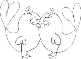 continuous line art drawing of bird vector