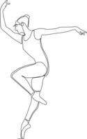 línea continua de poses de baile de ballet de mujer hermosa vector