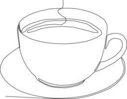 continuous line art drawing of a cup of coffee vector