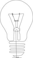 continuous line art drawing of light bulb vector