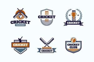 Vintage Cricket Tournament Badge Logo in Deep Navy, Teal, and Bronze vector