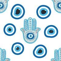 patrón sin fisuras de mal de ojo. magia, brujería, símbolo oculto, colección de arte lineal. ojo de hamsa, ojo mágico, elemento decorativo. vector