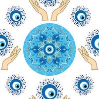 Evil eye seamless pattern. Magic, witchcraft, occult symbol, line art collection. Hamsa eye, magical eye, decor element. vector