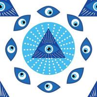 Mandala greek evil eye symbol of protection, blue turkish vector