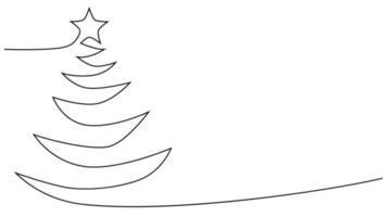 continuous line drawing of nature tree Christmas illustration. vector