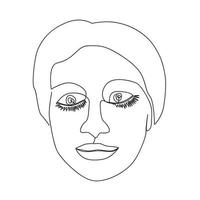 línea continua, dibujo de rostros y peinados, concepto de moda, minimalista de belleza femenina, ilustración vector