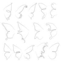 Flying bird continuous line drawing element isolated on white background for logo or decorative element. vector