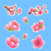 Peach Blossom Sticker Set vector