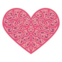 Abstract ornamental heart shaped 3d. Cutout lacy ornate heart. Valentine's day greeting card. Laser cutting design vector