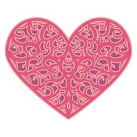 Abstract ornamental heart shaped 3d. Cutout lacy ornate heart. Valentine's day greeting card. Laser cutting design vector