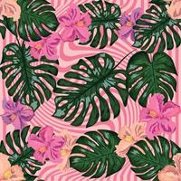 Floral exotic tropical seamless pattern tropic hawaiian wallpaper. Botanical print. Modern floral background. vector