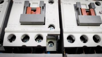 Close up the Contactors in panel circuit control. photo