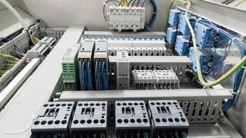 Close up the Contactors in panel circuit control. photo