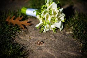 wedding rings in hand. Two wedding rings on the floor with contrast wedding rings on floor, on ground, on piano, in hand on grass or a stones, photo