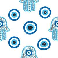 Evil eye seamless pattern. Magic, witchcraft, occult symbol, line art collection. Hamsa eye, magical eye, decor element. vector