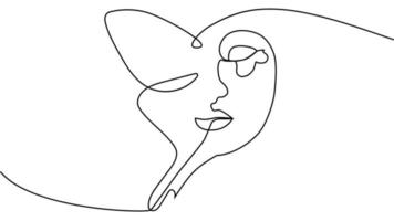 abstract face with butterfly one line drawing. Portret minimalistic style vector