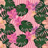 Floral exotic tropical seamless pattern tropic hawaiian wallpaper. Botanical print. Modern floral background. vector