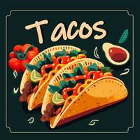 cartel de tacos mexicanos para bocadillos de comida rápida y menú para llevar vector