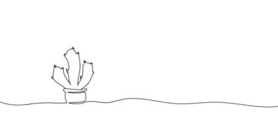 Continuous line drawing cactus in pot vector