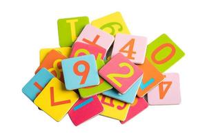 Math number colorful on white background, education study mathematics learning teach concept. photo