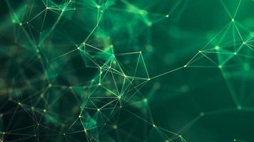 Abstract green background with moving lines and dots. The concept of big data, technology and science. Connection to the World Wide Web. 3d rendering. photo