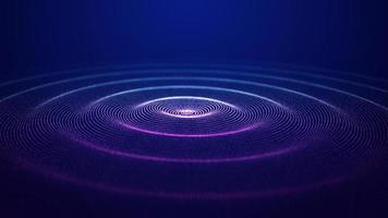 Futuristic dark background. The ripple effect of a web of blue and pink dots. Big data. Illustration of technologies and artificial intelligence. The effect of particle oscillation. 3D rendering. photo