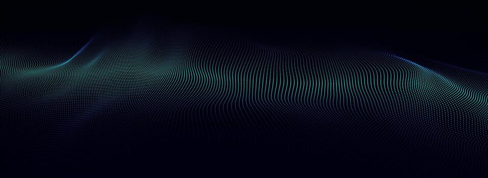 Futuristic blue particle wave. The concept of big data. Network connection. Cybernetics. Abstract dark background. 3d rendering. photo