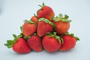 Fresh Strawberries on white drop photo