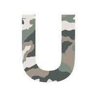English alphabet letter U, khaki style isolated on white background - Vector