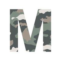 English alphabet letter M, khaki style isolated on white background - Vector