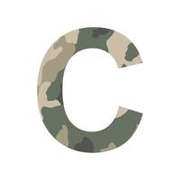 alfabeto inglés letra c, estilo caqui aislado sobre fondo blanco - vector