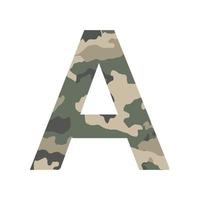 English alphabet letter A, khaki style isolated on white background - Vector