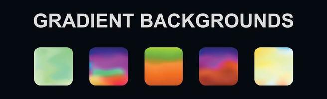 Set of 5 different gradient texture backgrounds - Vector