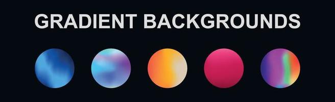 Set of 5 different gradient texture backgrounds - Vector